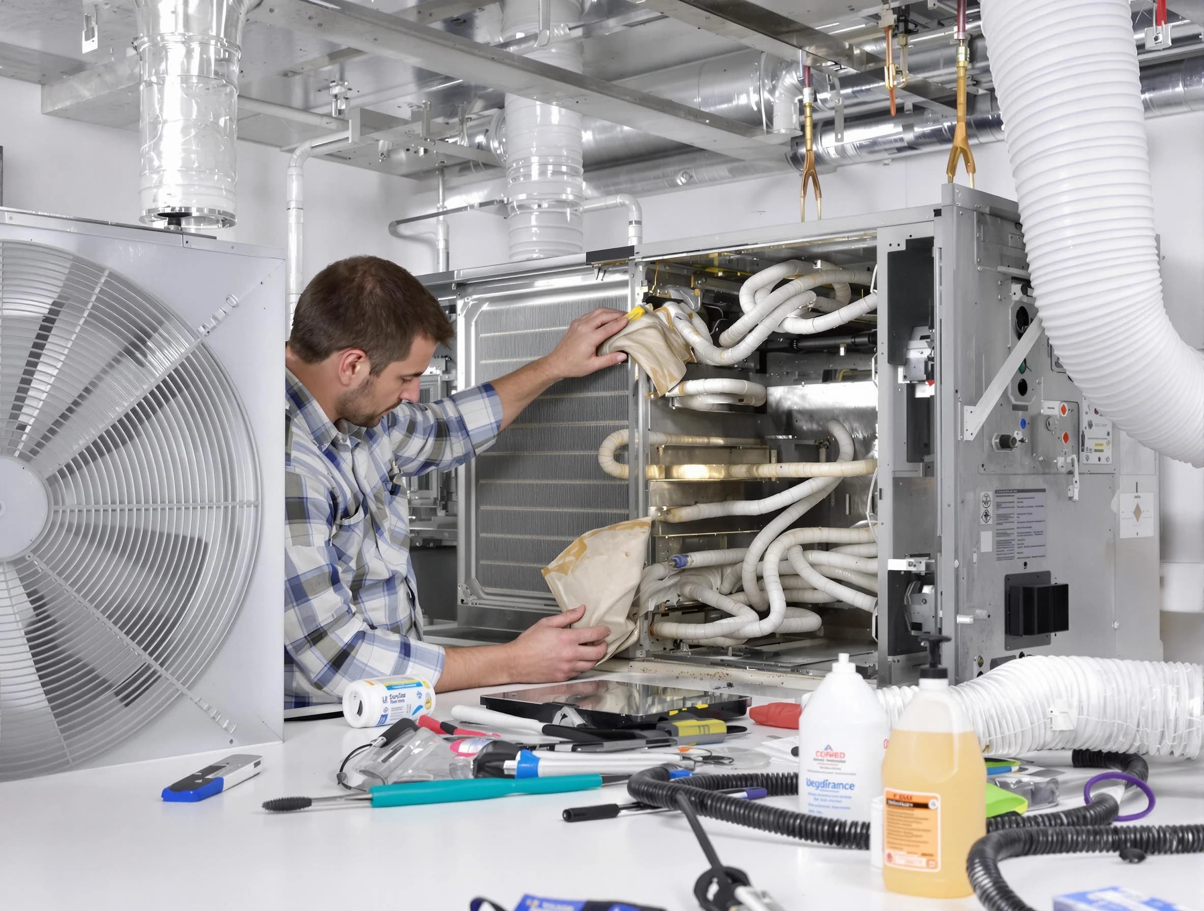 Wakefield Air Duct Cleaning specialist performing precision AC coil cleaning in Wakefield