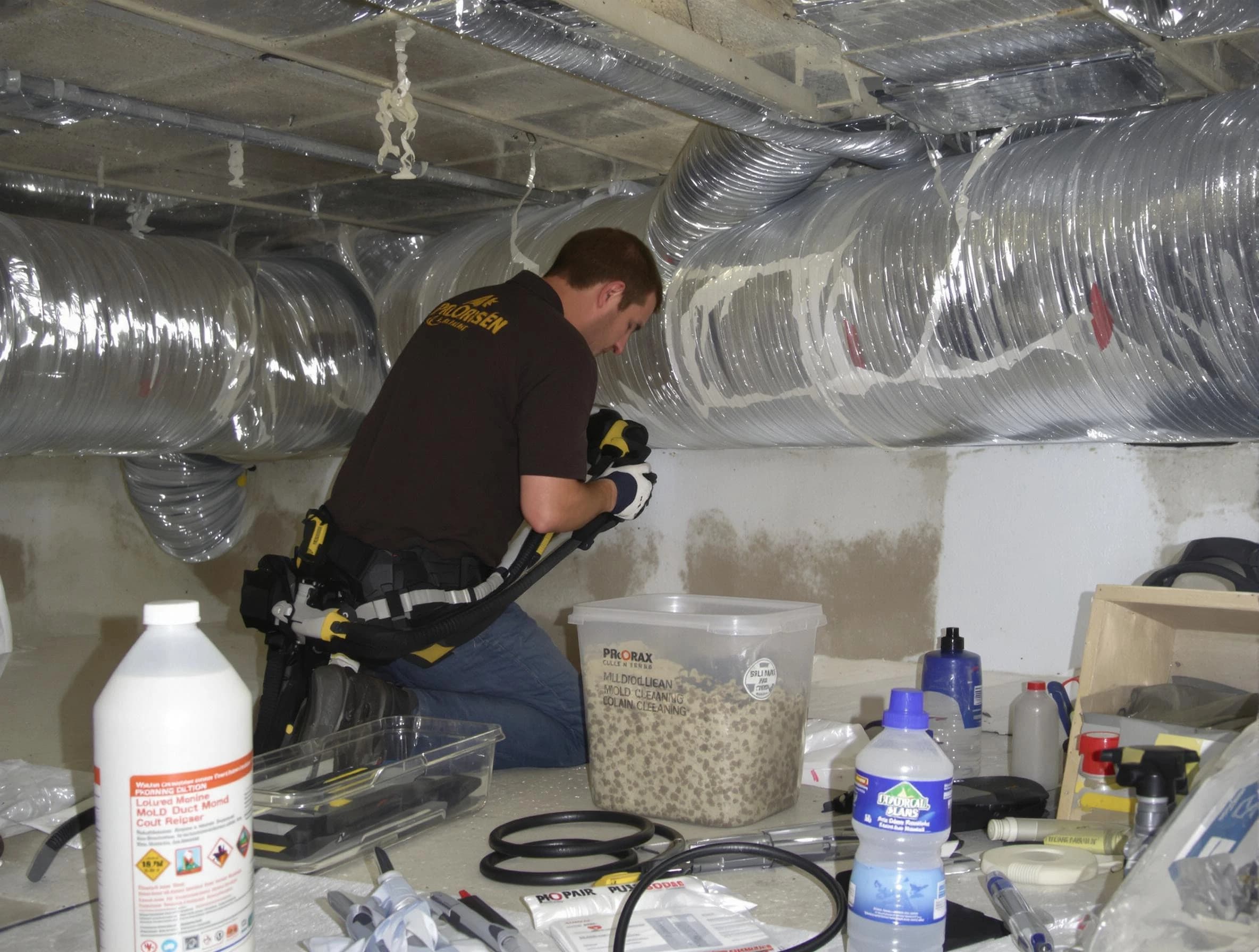Wakefield Air Duct Cleaning specialist performing professional mold removal from air ducts in Wakefield