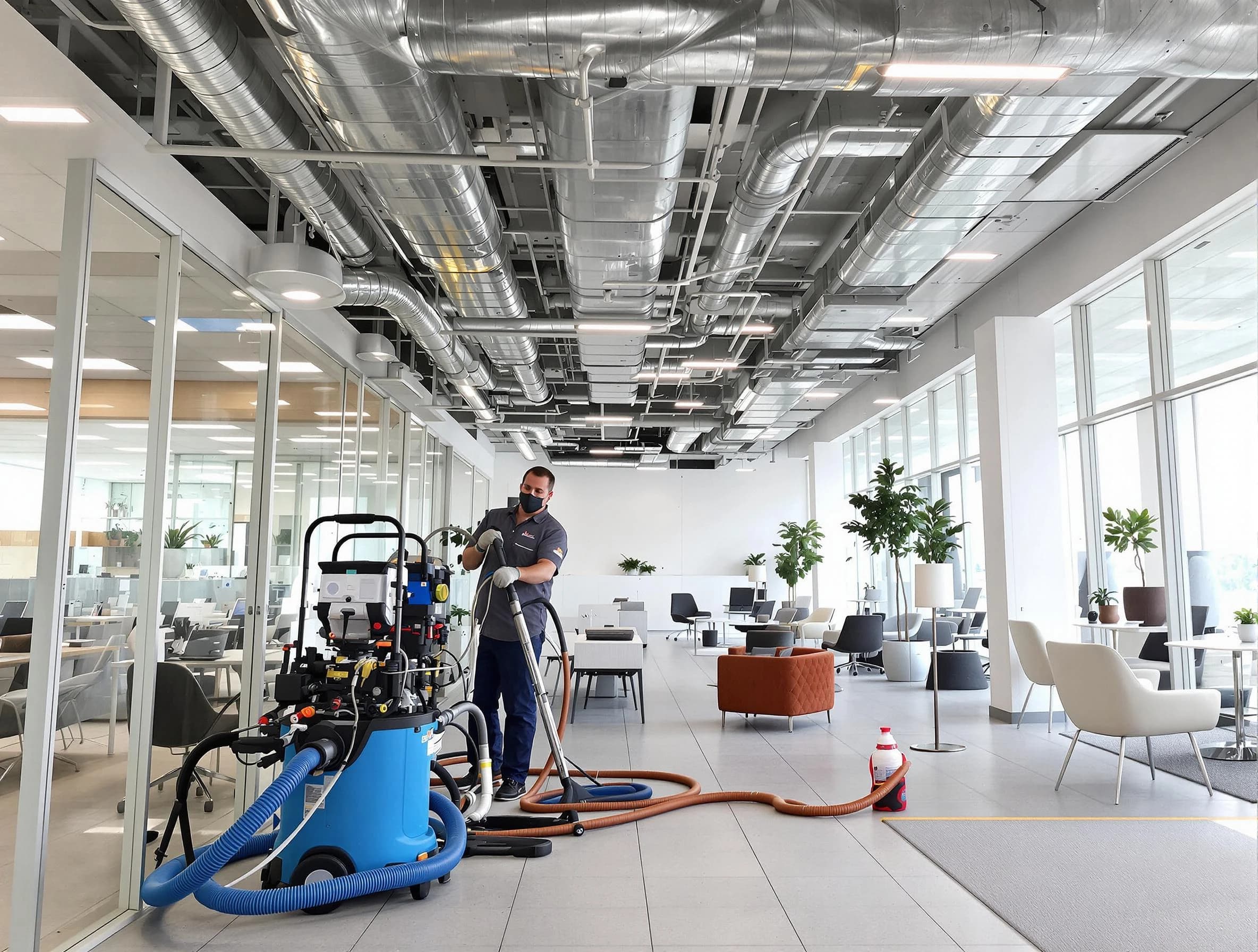 Wakefield Air Duct Cleaning team conducting comprehensive commercial duct cleaning at a business location in Wakefield