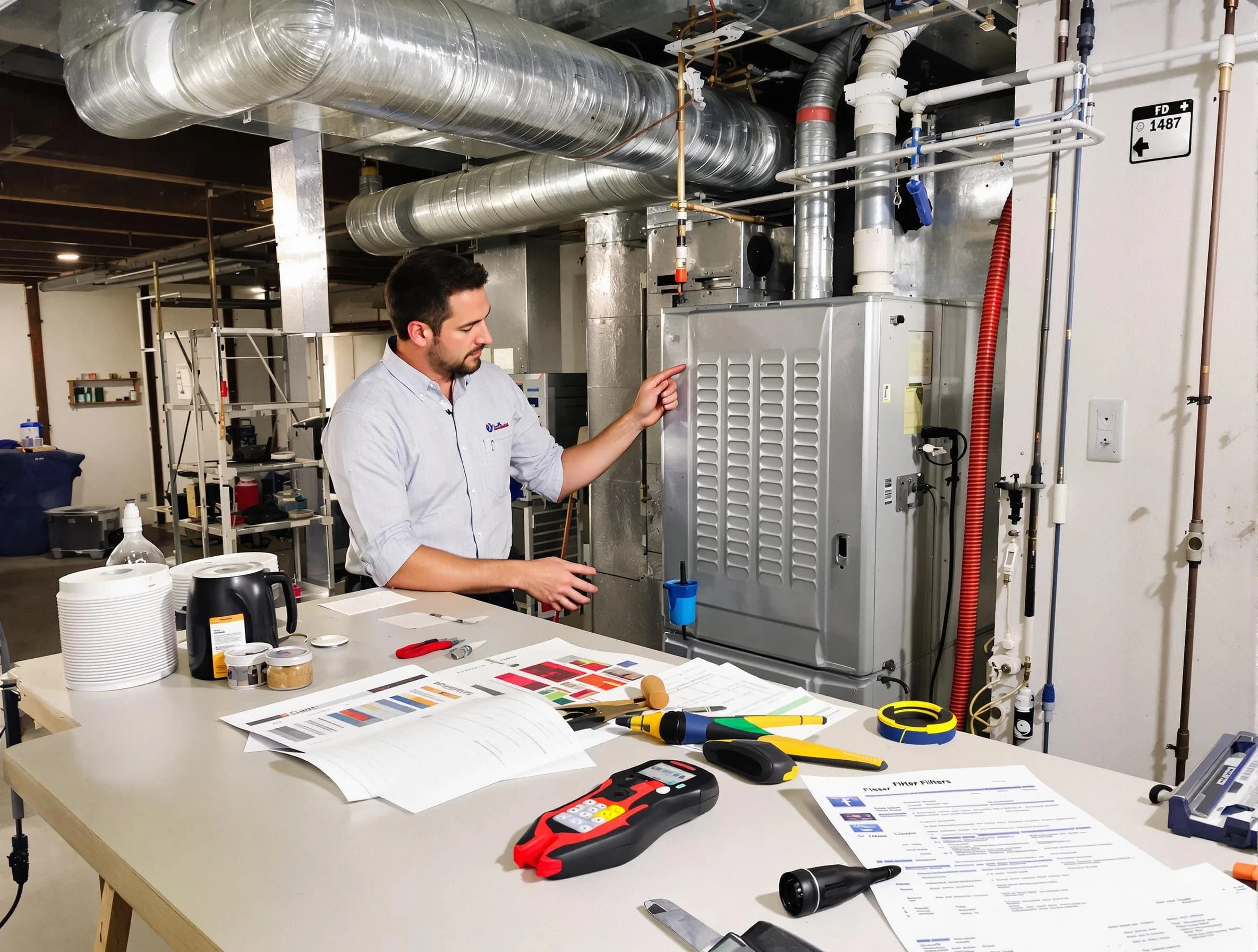 Wakefield Air Duct Cleaning inspector conducting detailed filter system evaluation using professional diagnostic tools in Wakefield