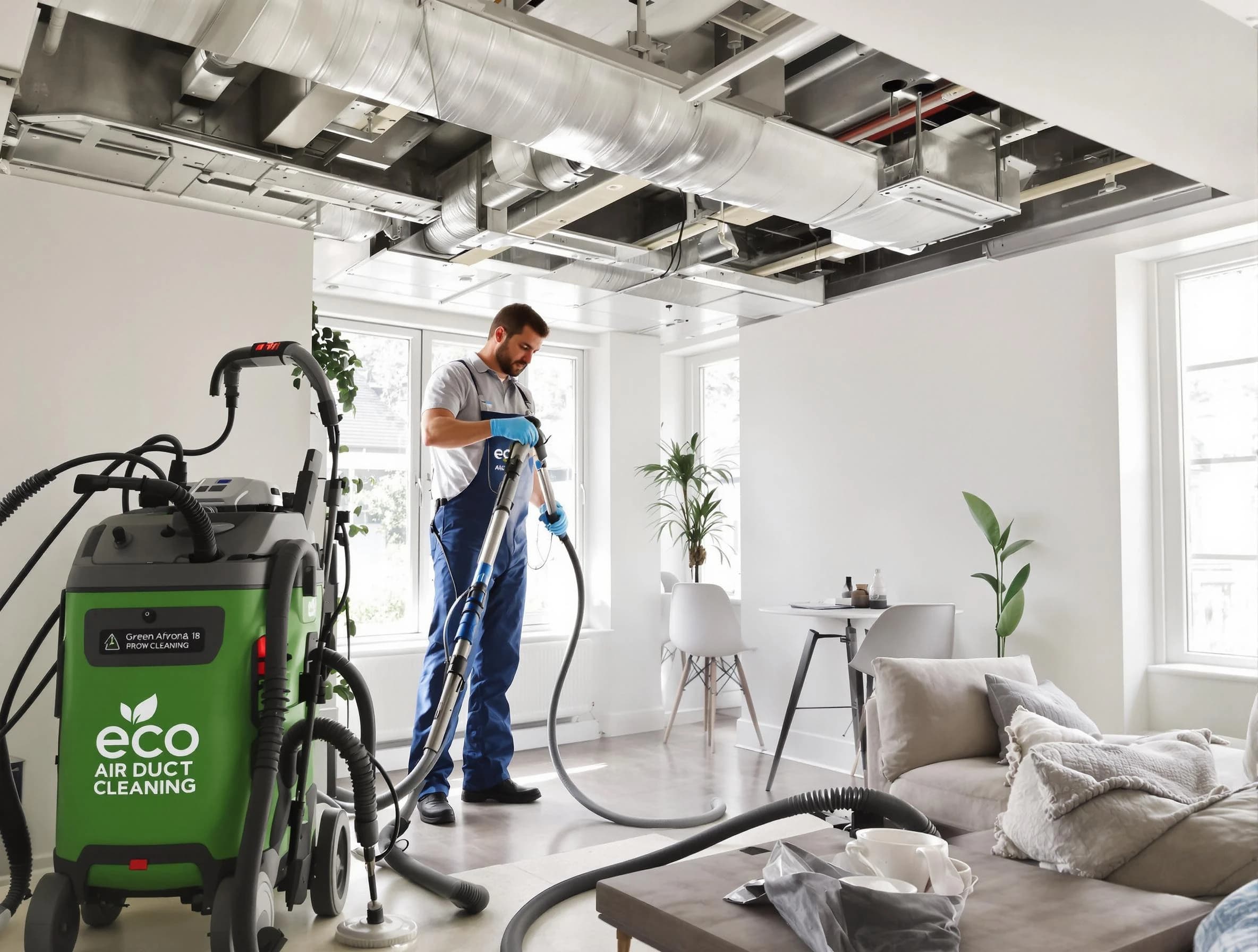 Wakefield Air Duct Cleaning technician performing eco-friendly duct cleaning using sustainable methods in Wakefield