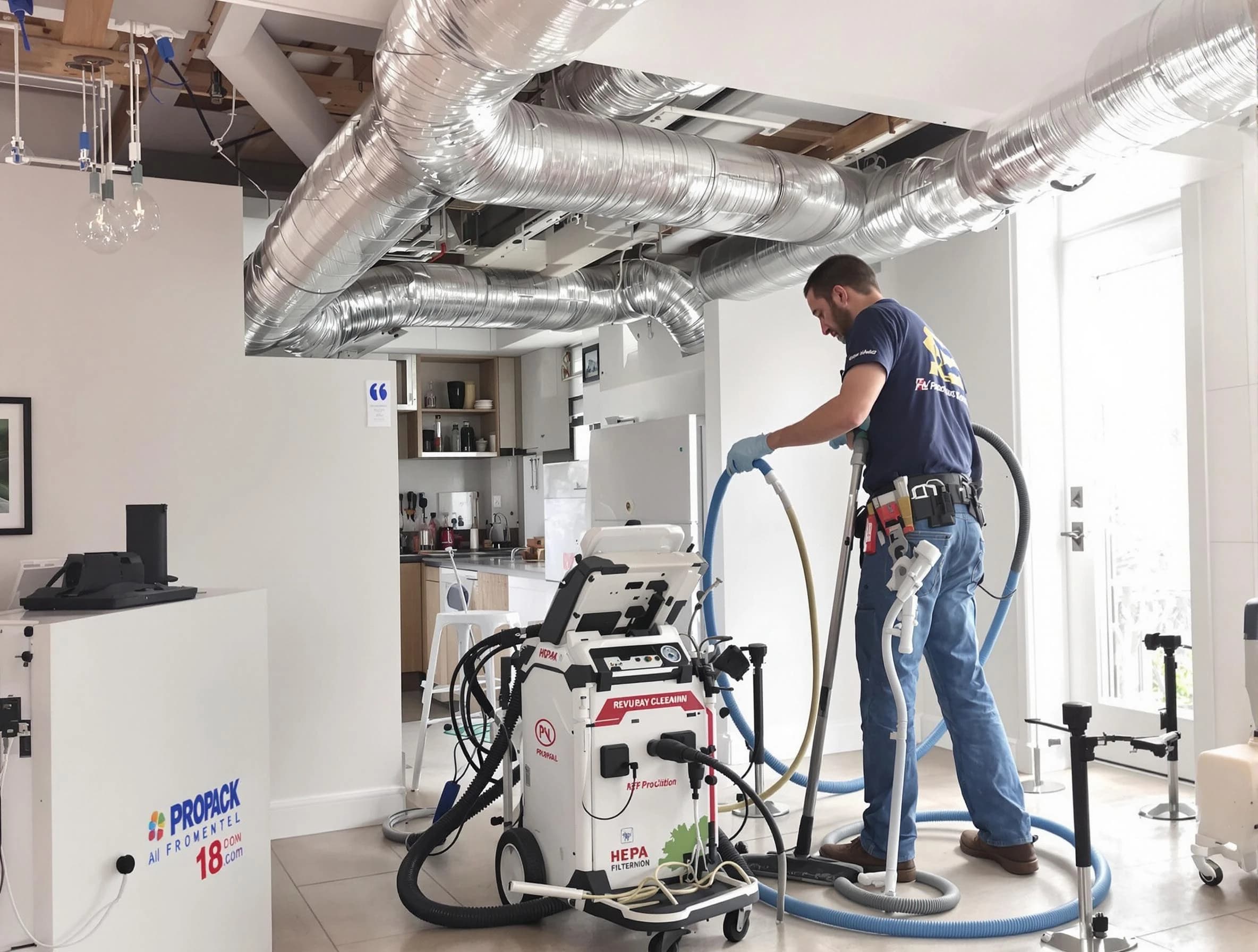 Wakefield Air Duct Cleaning technician performing advanced pure duct cleaning with specialized equipment in Wakefield