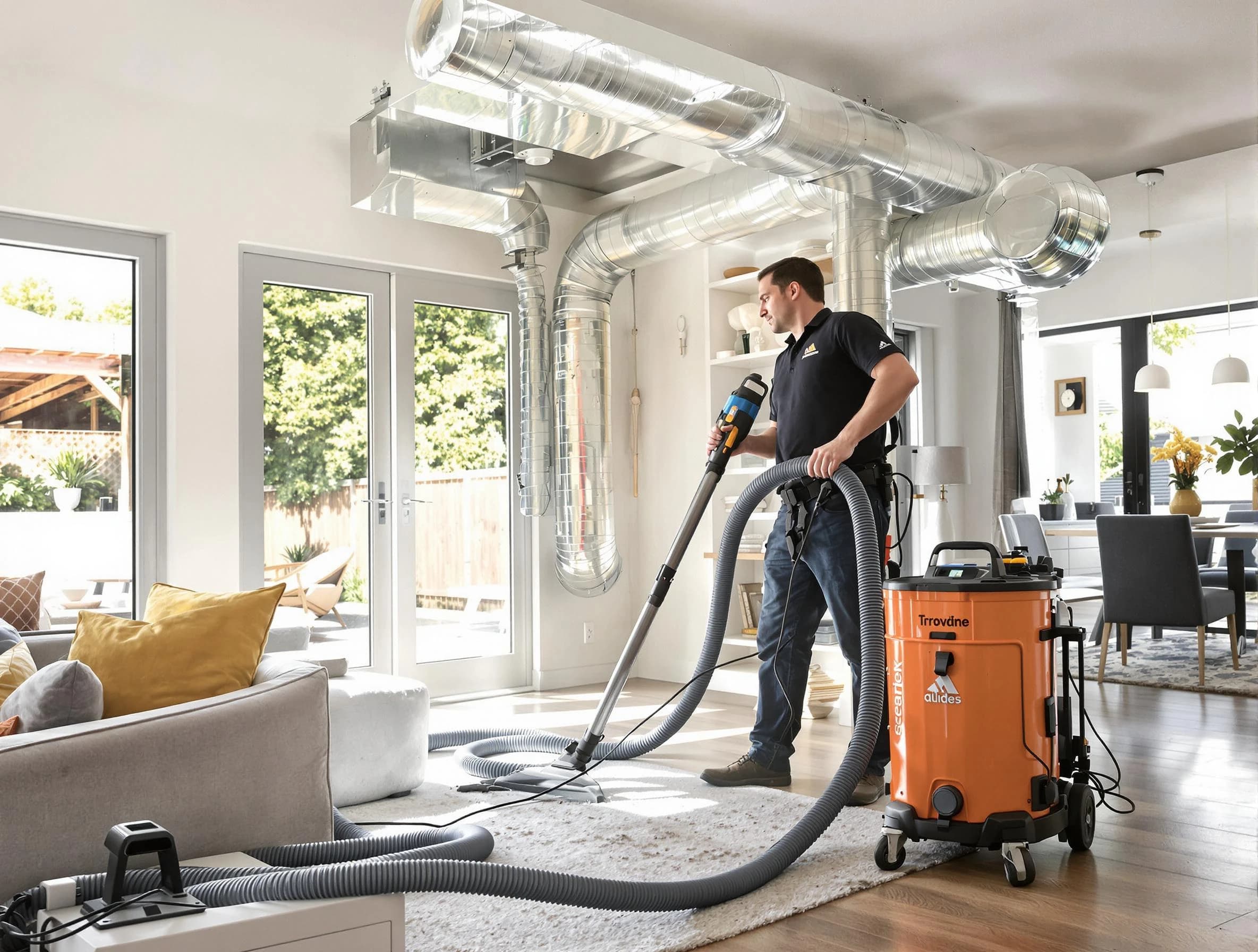 Wakefield Air Duct Cleaning specialist performing thorough residential duct cleaning using advanced equipment in Wakefield