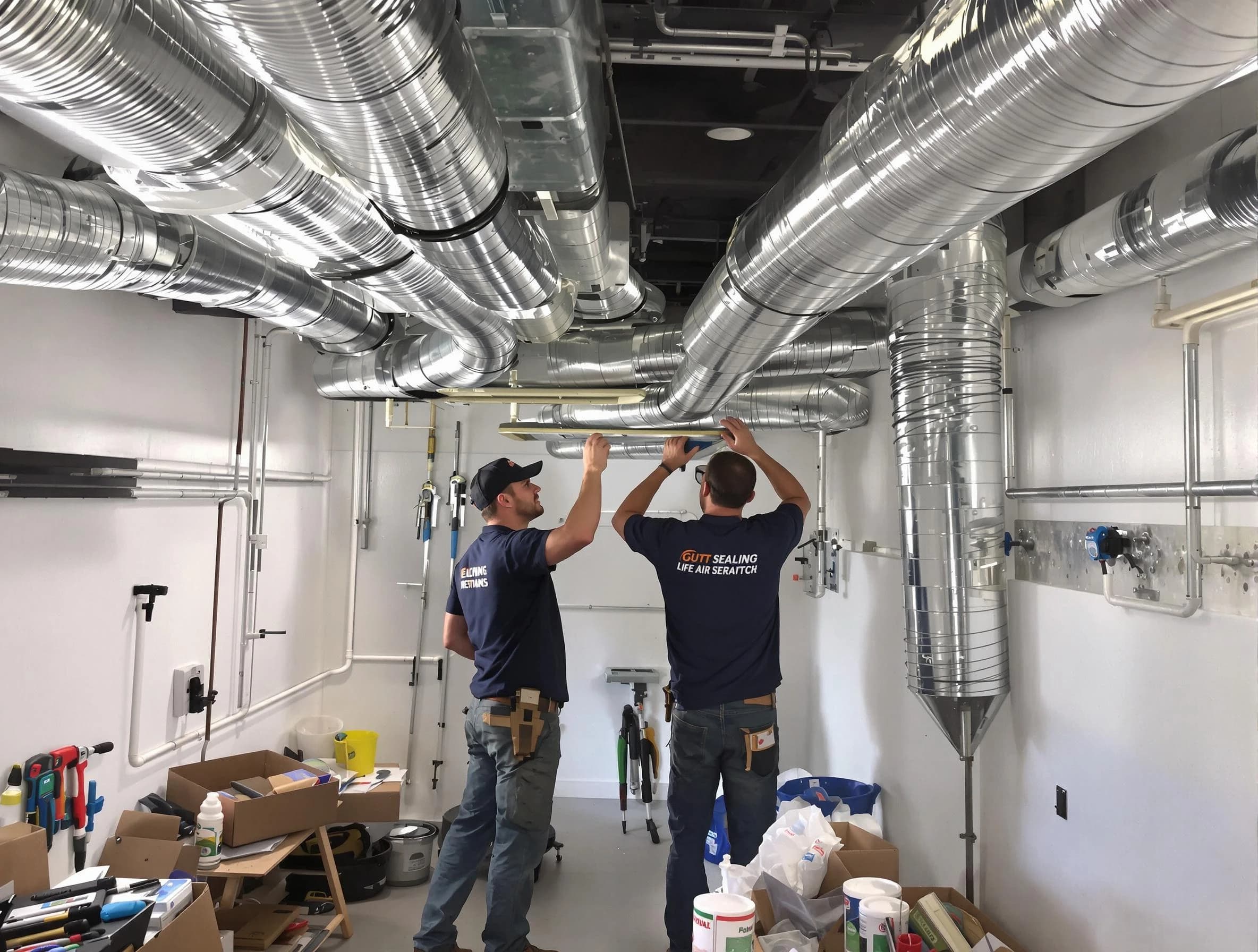 Wakefield Air Duct Cleaning technician applying professional duct sealing solutions in Wakefield