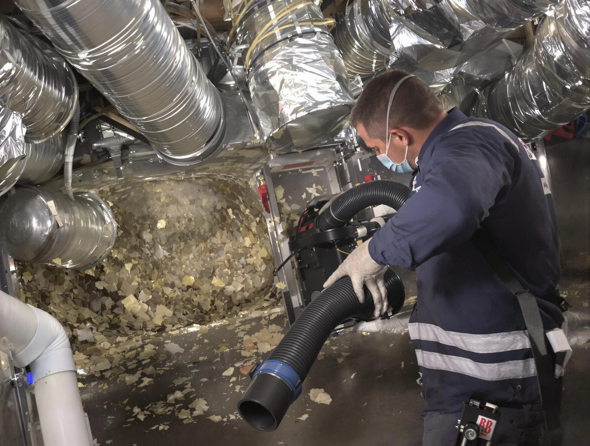 Wakefield Air Duct Cleaning specialist operating negative pressure cleaning equipment for thorough duct maintenance in Wakefield