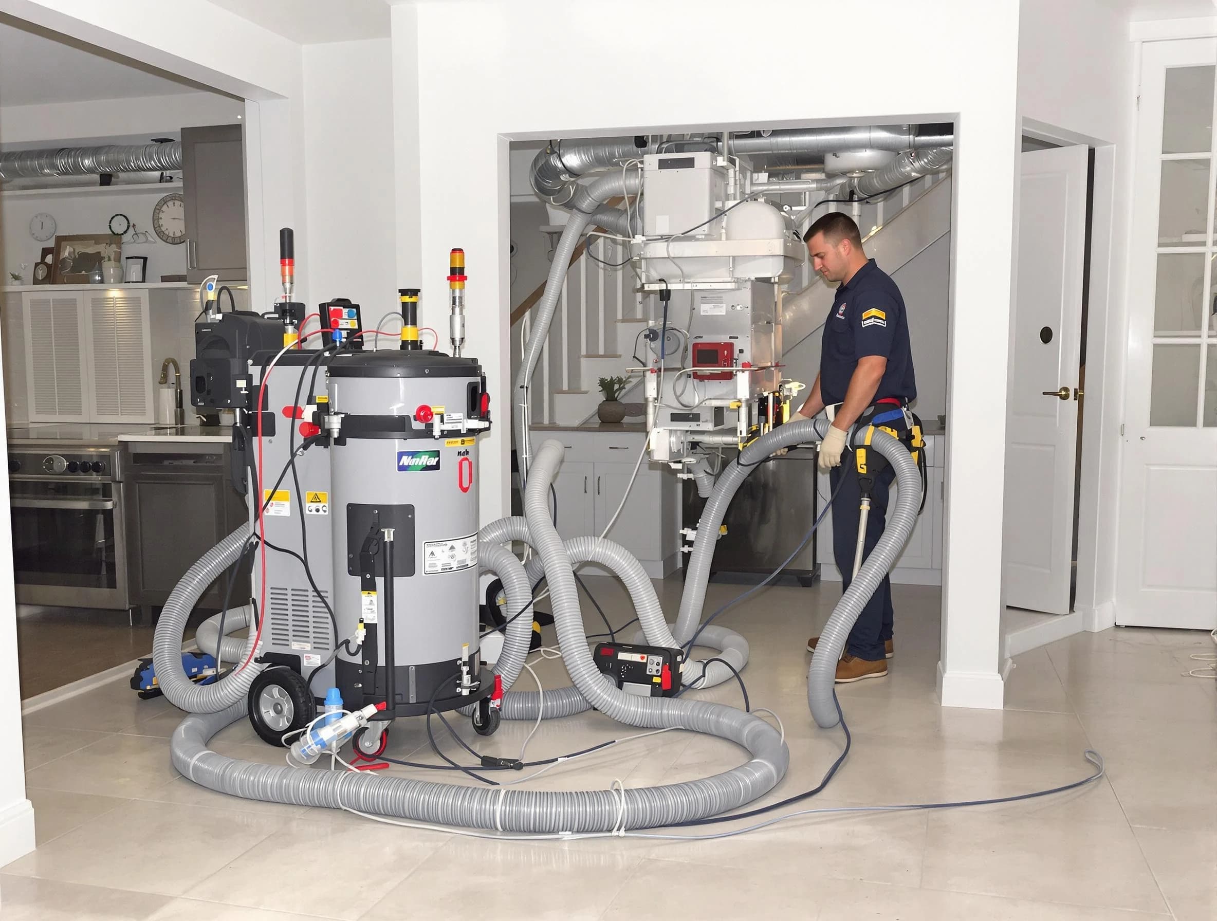 Wakefield Air Duct Cleaning technician operating negative pressure cleaning equipment for thorough duct maintenance in Wakefield