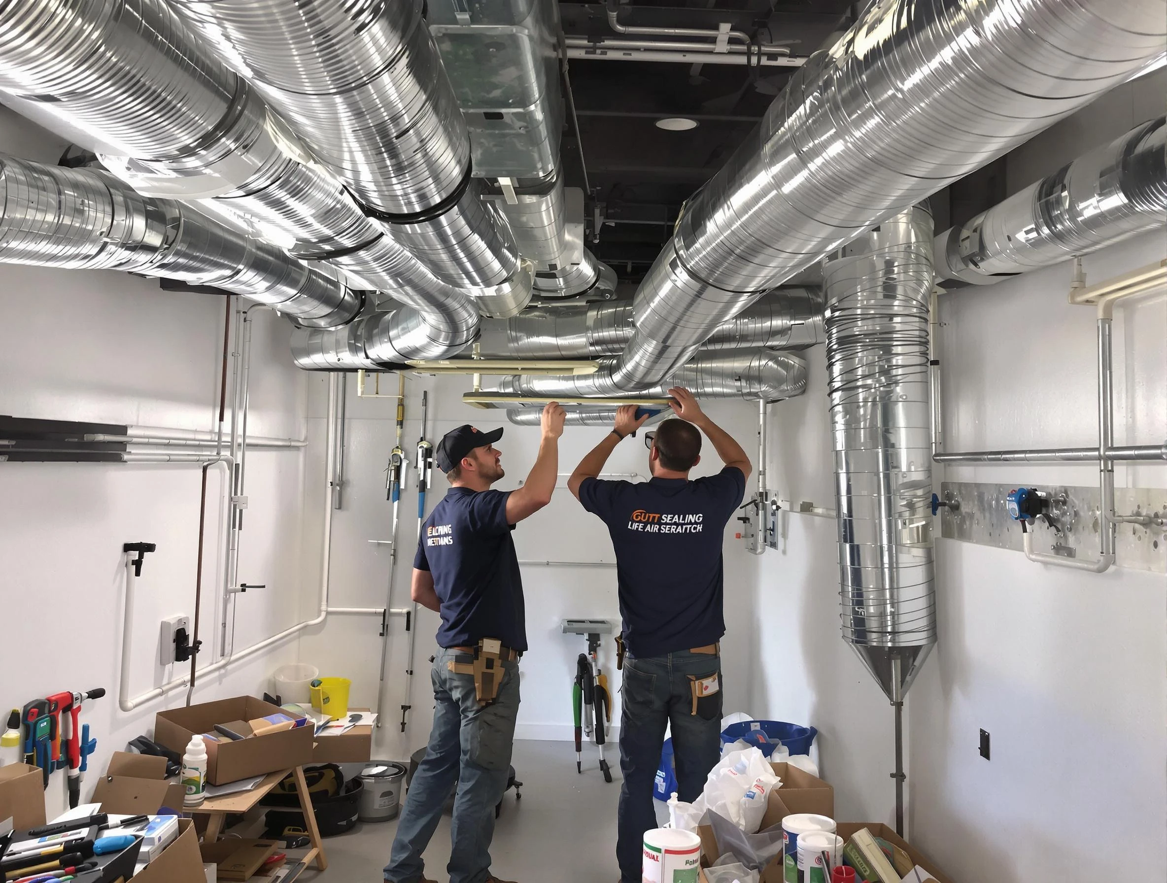Wakefield Air Duct Cleaning technician applying professional duct sealing solutions in Wakefield