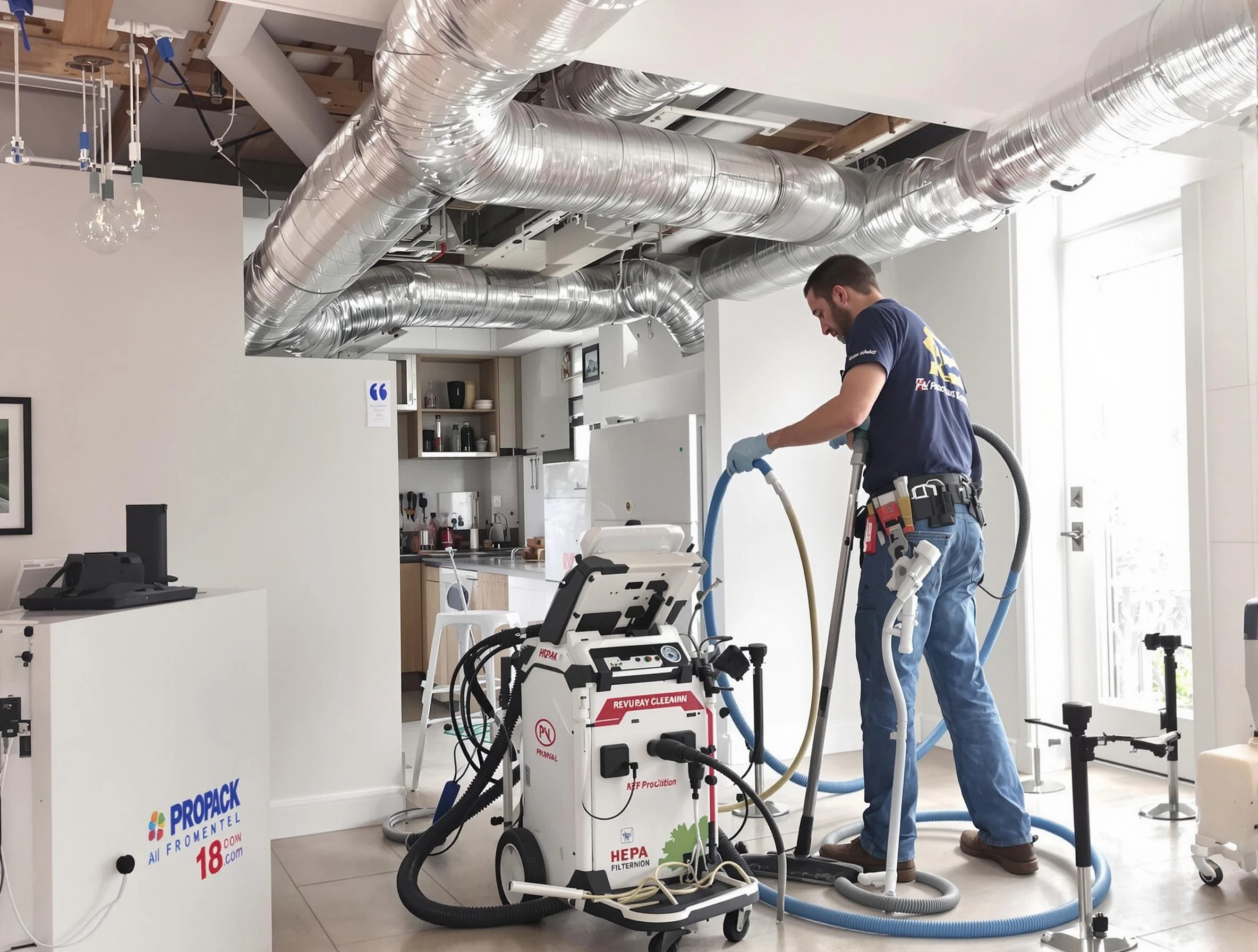 Wakefield Air Duct Cleaning technician performing advanced pure duct cleaning with specialized equipment in Wakefield